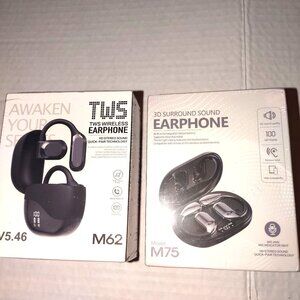 TWS Wireless Earphones V5.46 M62 & M75 Models W/HD Stereo Sound Noise Reduction